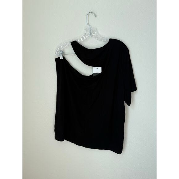 NWT Eloquii One Shoulder Cut Out Short Sleeve Top Size 26/28 Black - Picture 7 of 8